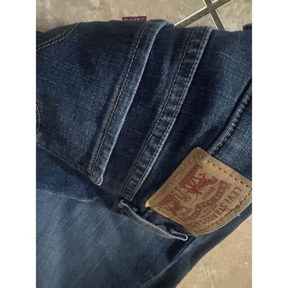 Levi Strauss 30 711 Skinny Ankle Distressed Jeans Pants Dark Blue - Picture 5 of 9